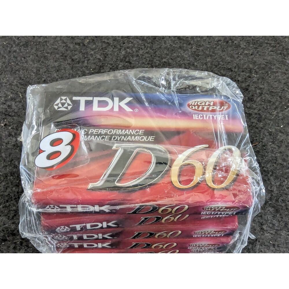 SEALED 6 PACK TDK D60 IECI/TYPE I HIGH OUTPUT BLANK AUDIO CASSETTES‎